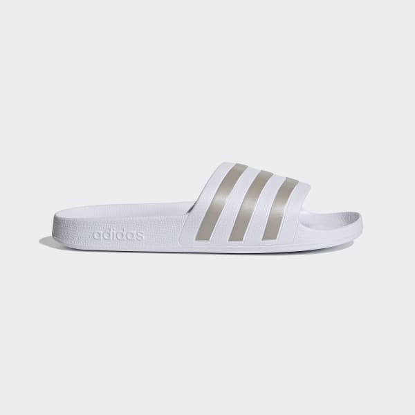 adidas Adilette Aqua Slides in White and Platinum | adidas UK