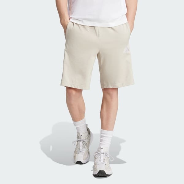 Beige Essential 3-Stripes Single Jersey Shorts 10-Inch