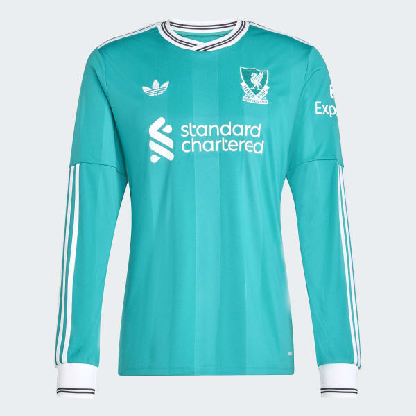 adidas Liverpool FC 25/26 Long Sleeve Third Jersey - Green | Free