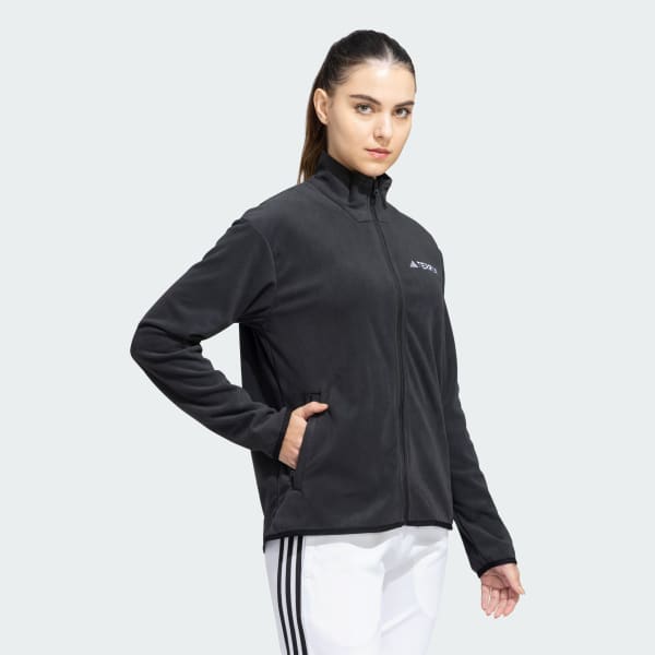 Black Essentials Full Zip Fleece Top