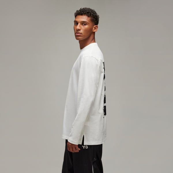 White Y-3 Graphic Long Sleeve Tee