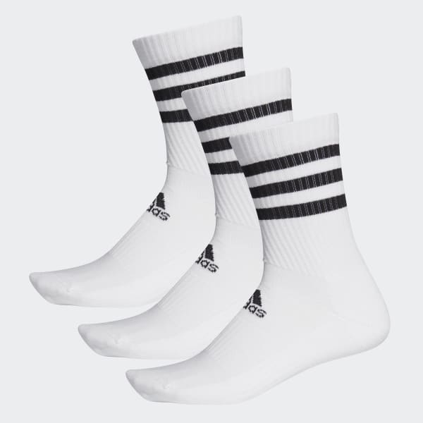 Λευκό 3-Stripes Cushioned Crew Socks 3 Pairs
