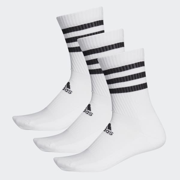 White 3-Stripes Cushioned Crew Socks 3 Pairs