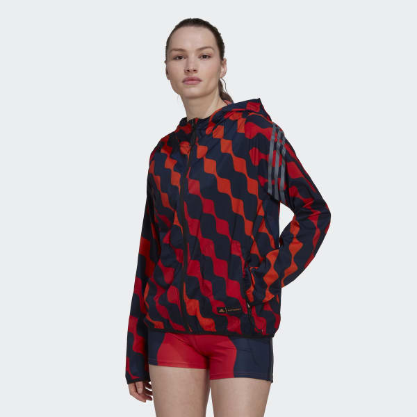 adidas Marimekko Run Icons 3-Stripes Hooded Running Windbreaker - Orange | Women's Running adidas US