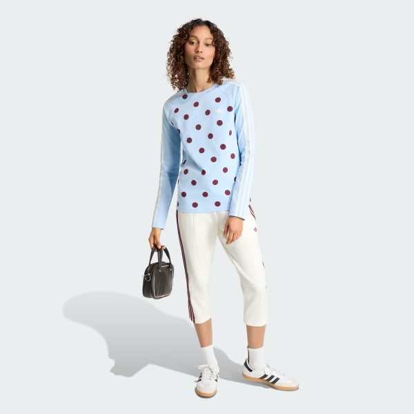 Azul CAMISETA CON LUNARES AJUSTADA MANGA LARGA