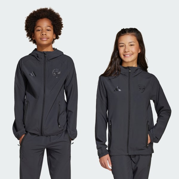 Grey Arsenal Tiro 25 Competition Vis Tech Travel Jacket Kids