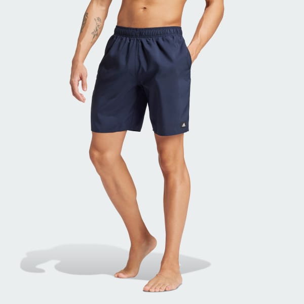Blue Solid CLX Classic-Length Swim Shorts