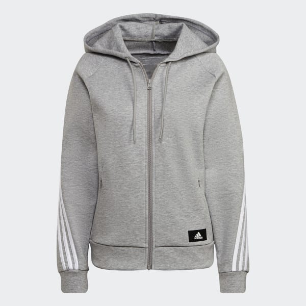 Grey adidas Sportswear Future Icons 3-Stripes Hooded Track Top T4530