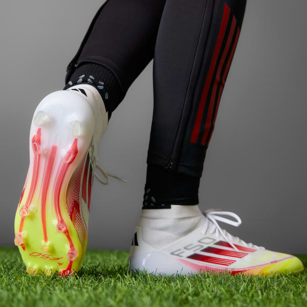 adidas F50 Elite Mid-Cut Firm Ground Cleats - White | Free