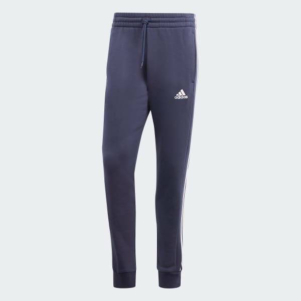 Μπλε Essentials Fleece 3-Stripes Tapered Cuff Pants