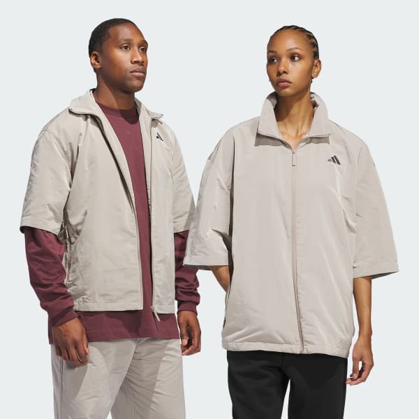 Beige adidas Basketball Full-Zip Shooting Shirt (Gender Neutral)