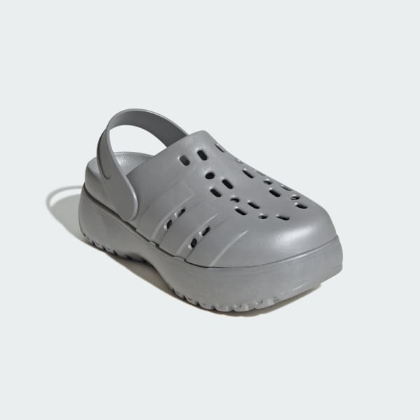 Silver Adilette Platform Clogs