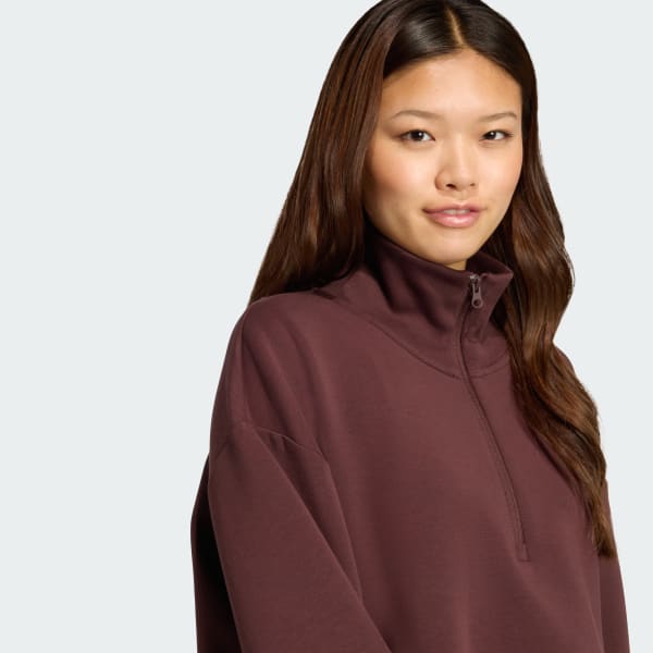 adidas Soft Lux Quarter-Zip - Brown | Free Shipping with adiClub