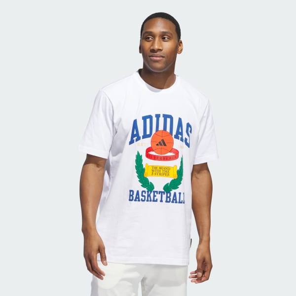 Branco Camiseta Estampada Basketball Crest