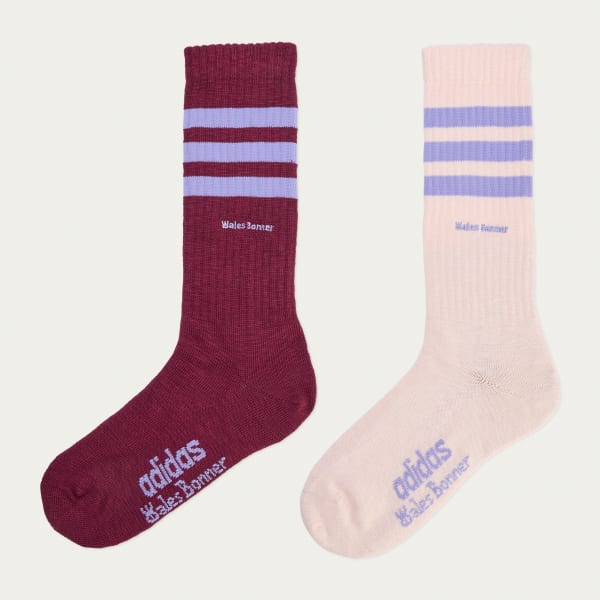 Burgundy Wales Bonner 3-Stripes strumpor