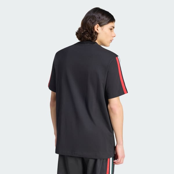 Negro Playera Essentials 3 Franjas tejido de punto jersey