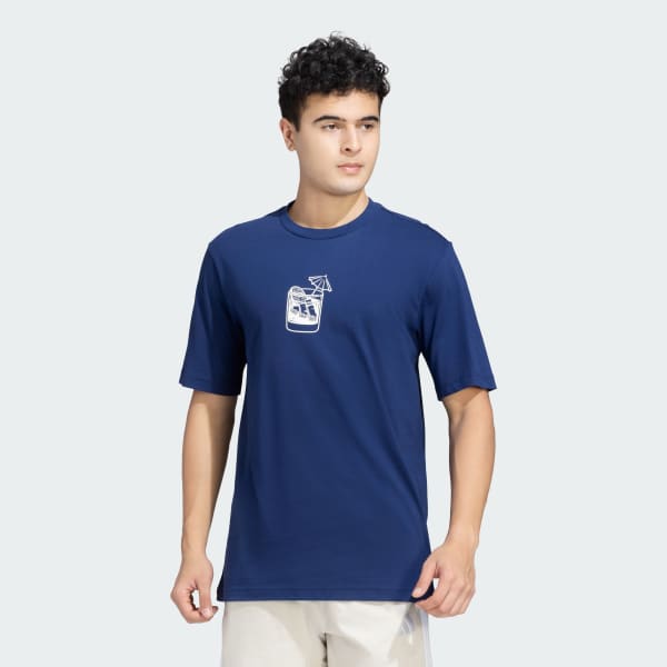 Blue M L DRINK TEE
