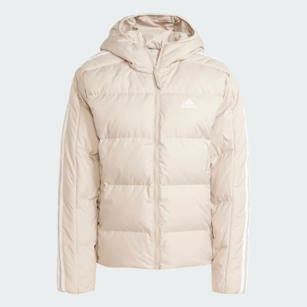 Beige Essentials 3-Stripes Mid Down Hooded Jacket