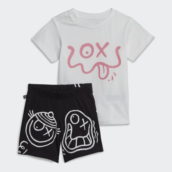 Weiss adidas Originals x André Saraiva Shorts und T-Shirt Set
