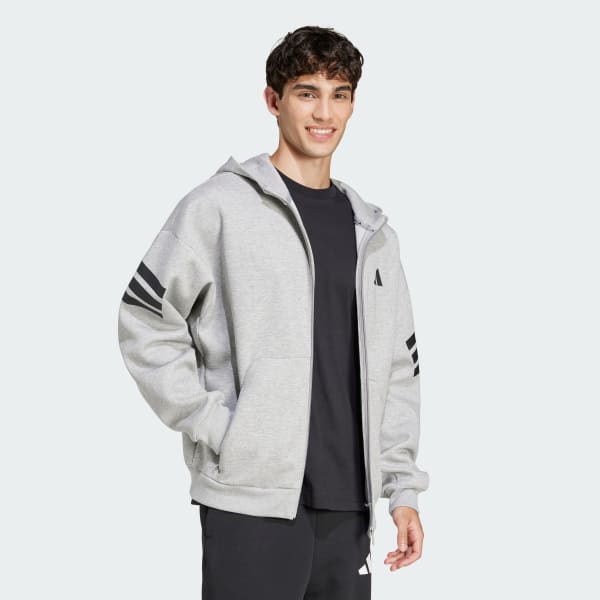 Grey Future Icons 3-Stripes Full-Zip Hoodie