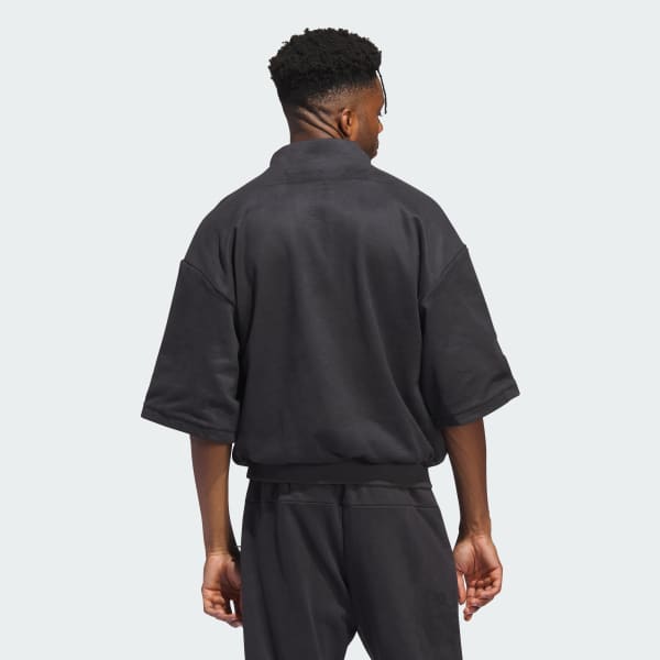 Grey Basketball Sueded 3/4 Half-Zip Sweatshirt