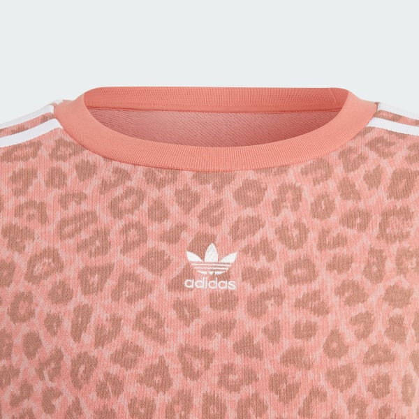 Rosado Vestido Manga Larga Estampado Animal