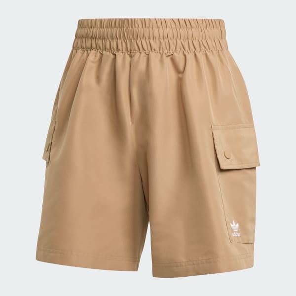 Brown Essentials Woven High-Waist Cargo Shorts
