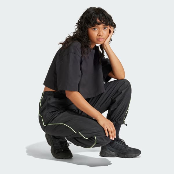 Black Loose Parachute Pants