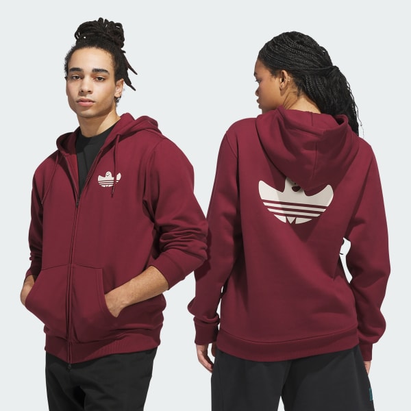 Burgundy Sudadera con capucha con estampado y cremallera Shmangry