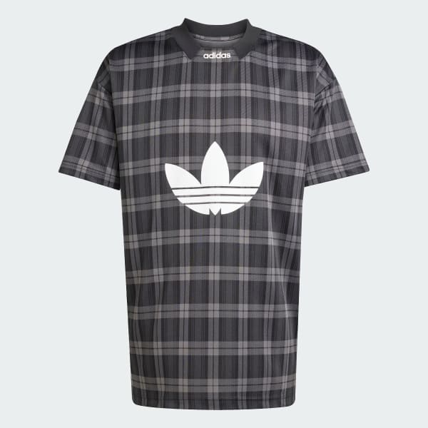 Black TARTAN ALL OVER PRINT LOOSE TEE
