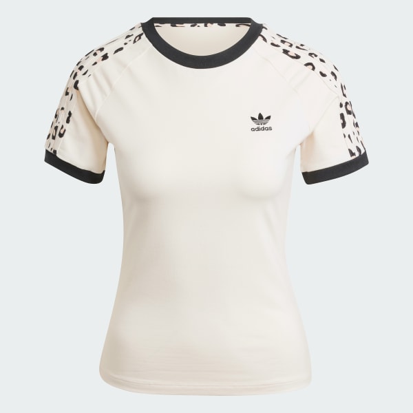 Hvit Leopard 3-Stripes T-skjorte