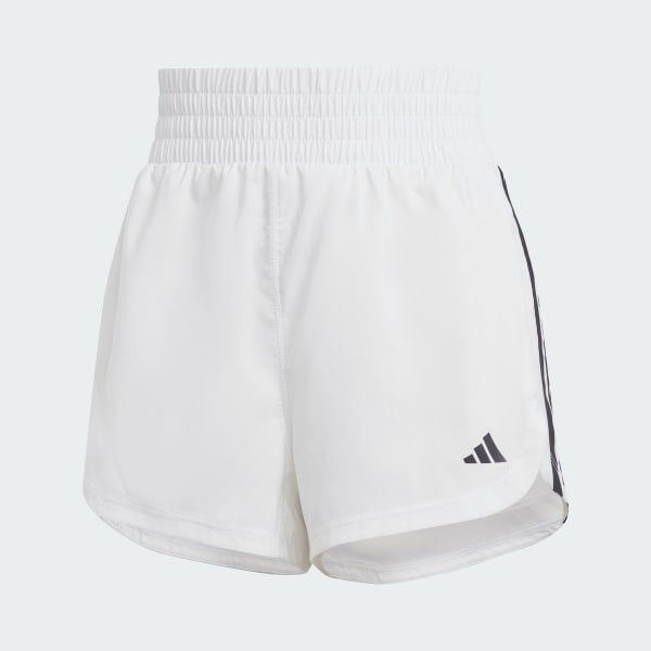 Blanco Shorts Pacer Training 3 Franjas Tejidos Corte Alto