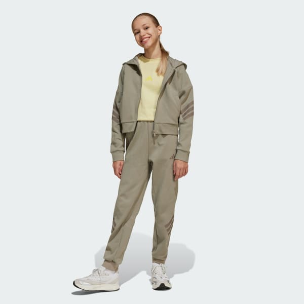 Beige Future Icons 3-Stripes Wide Pants Kids