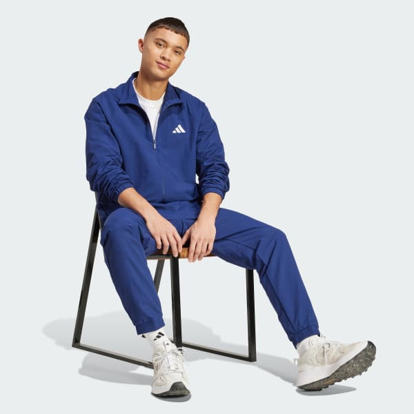 Azul Pantalón tejido con logo pequeño Essential