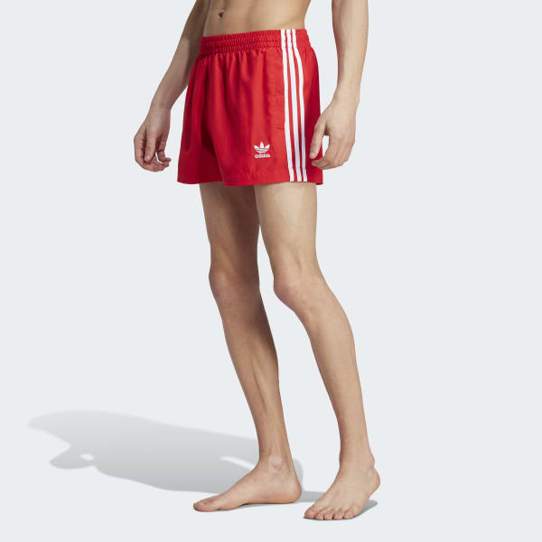 adidas Adicolor 3-Stripes Swim Shorts - Red | adidas UK