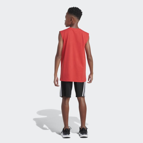 Red Cotton Sleeveless Tee