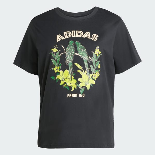 Preto Camiseta estampada adidas X FARM (Plus Size)
