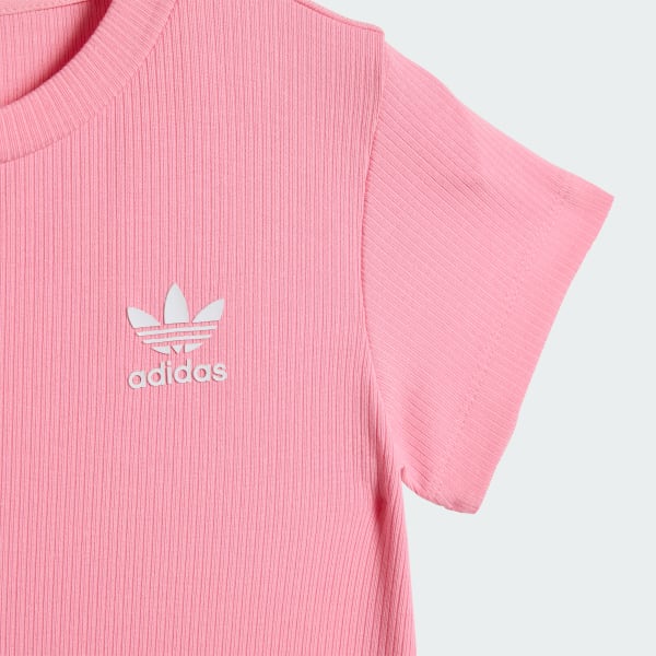 Rosa ENTERIZO DE MANGA CORTA ACANALADO