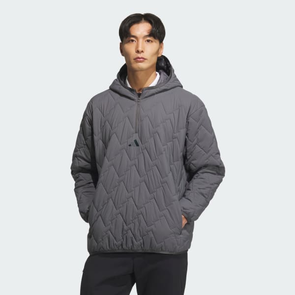 グレー 【ゴルフ】クォータージップ中わた入りプルオーバー長袖