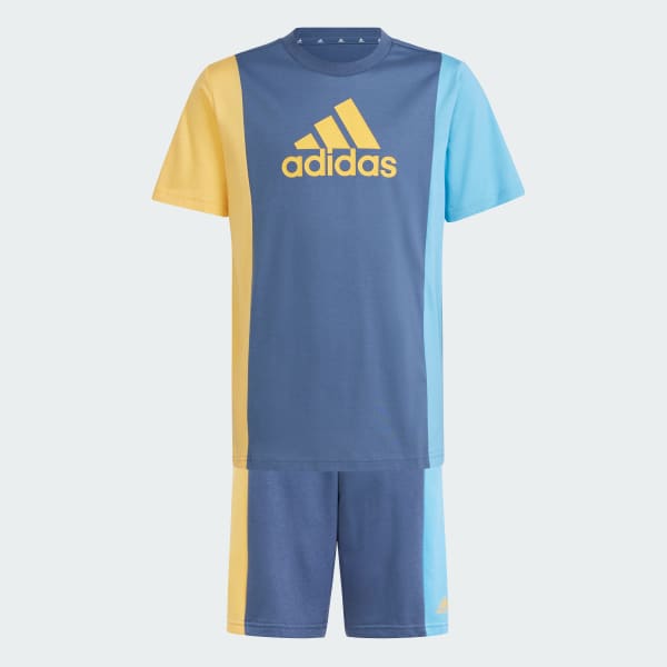Azul Conjunto de Playera Essentials Colorblock Kids