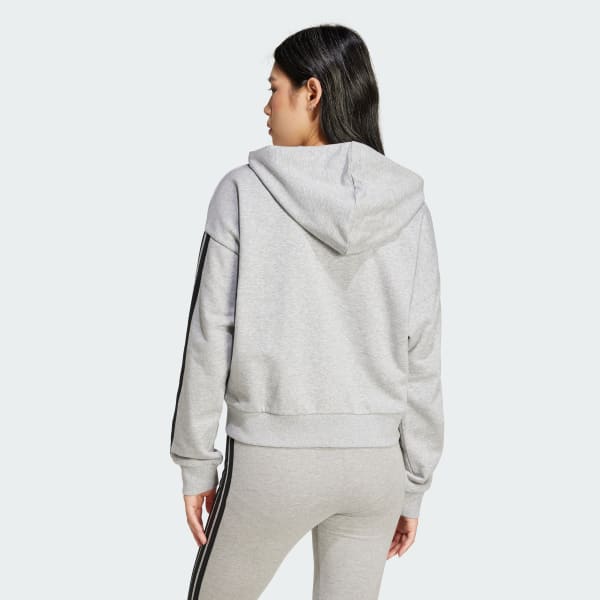 Grigio Felpa con cappuccio Essentials 3-Stripes French Terry Full-Zip