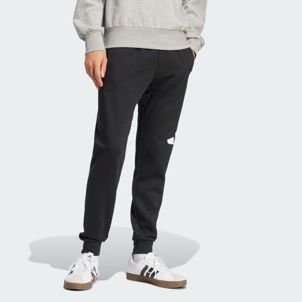 Black Essentials Big Logo Cuffed Fleece Pants