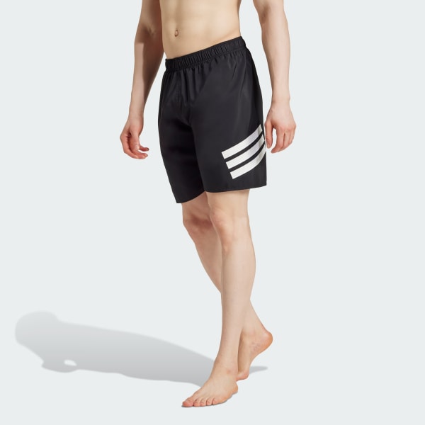 cerná Plavecké šortky 3-Stripes 8-Inch