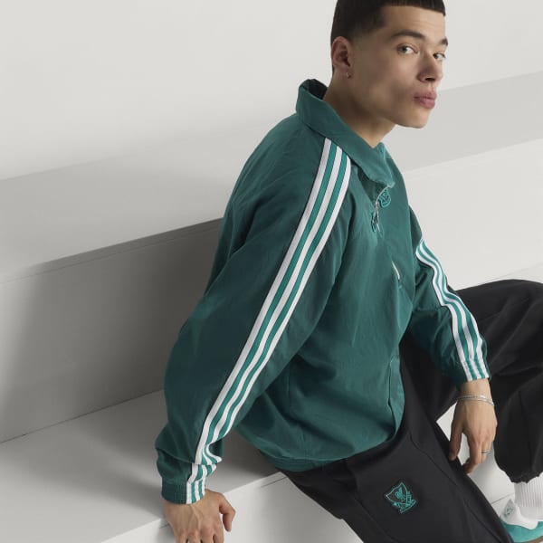 adidas Liverpool FC Terrace Icons Half-Zip Jacket - Green | Free