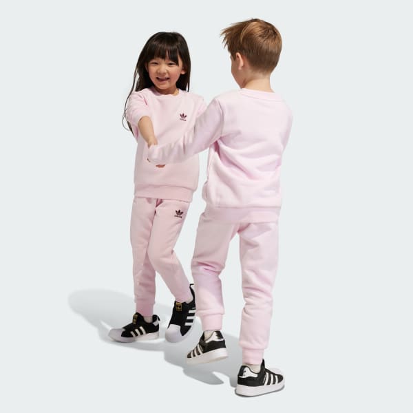 Rosado Conjunto Polerón con Capucha Adicolor Cuello Redondo
