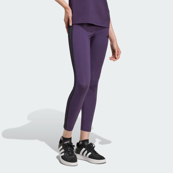Purple Essentials 3-Stripes Cotton Leggings