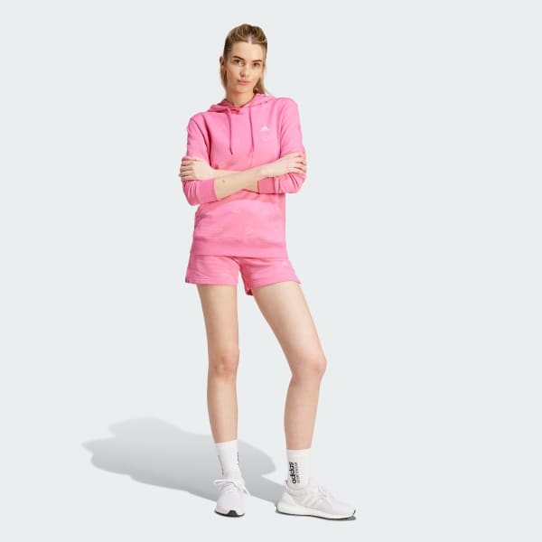 Rosa Moletom Capuz Essentials Monogram French Terry