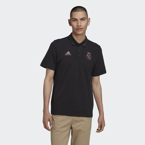 Black Real Madrid 3-Stripes Polo Shirt IR453