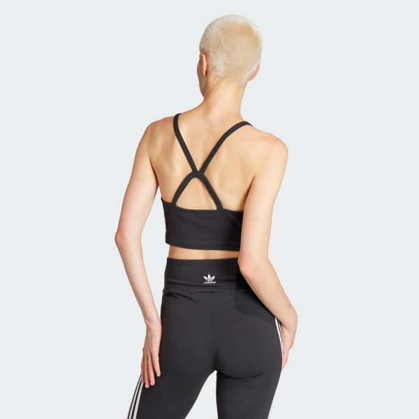 Preto Top Curto 3-Stripes Adicolor