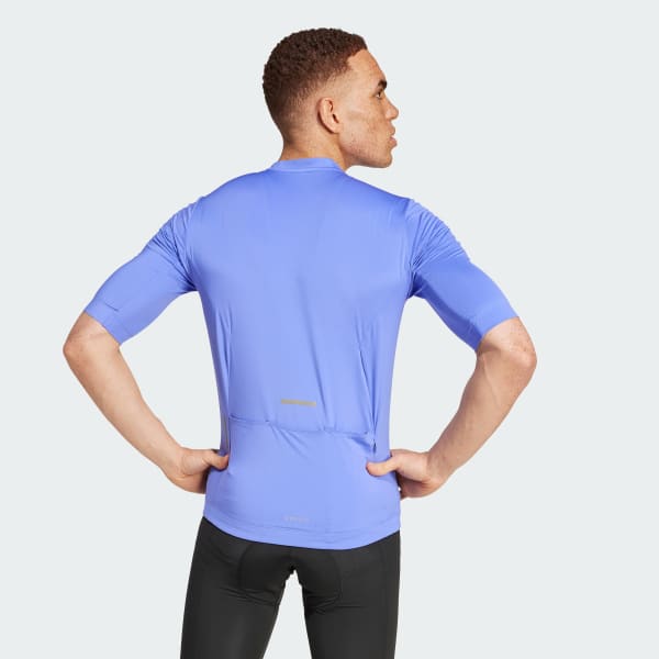Blau Tempo 3-Streifen Radtrikot